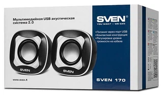 Купить Акустическая система Sven 170 ,2.0, мощность 2х2,5 Вт(RMS), USB, черно-белая