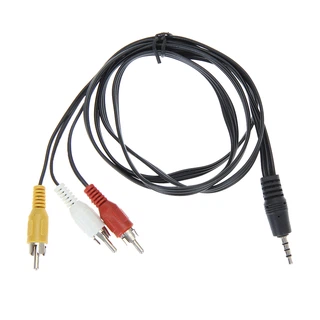 кабель аудио видео 3 RCA - 3,5 мм (тюльпан - mini jack) 4 pin