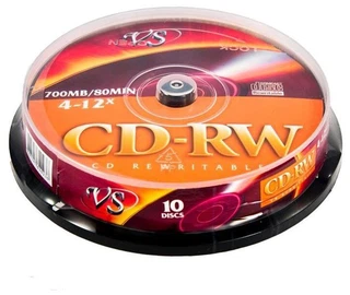 Купить Диски CD-RW VS 4-12x Cake box/25