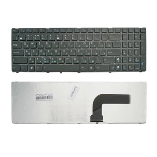 Клавиатура для ноутбука Asus A52, A53, A54, A55, A72, A73, A75, N53, B53, F50, G51, G60, G72, K52, K53, K54, K55, K72, K73, Series. Плоский Enter. Черная, с черной рамкой. Русифицированная.