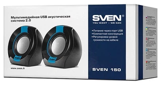 Купить Акустическая система Sven 150 ,2.0, мощность 2х2,5 Вт(RMS), USB, черно-синяя