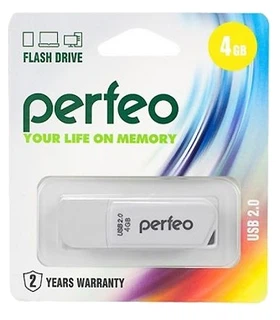 Купить Флэш диск 4GB USB Flash Perfeo C10 White PF-C10W004