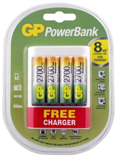 Купить Зарядное устройство + аккумулятор GP PowerBank U411270AAHCF (AA NiMH 2700mAh
