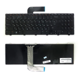 Клавиатура для ноутбука Dell Inspiron N5110, M5110, M511R, 15R, XPS 17 Series. Плоский Enter. Черная, с черной рамкой. Русифицированная. PN: NSK-DY0SW, 9Z.N5YSW.00R, 04DFCJ, ONKR2C, MP-10K73SU-442.
