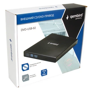 Купить Внешний DVD-привод Gembird DVD-USB-02 USB 2.0 пластик, черный (099240)