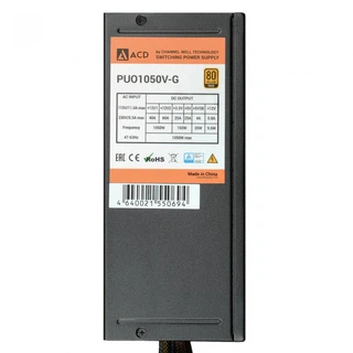 Купить PUO1050V-G 1050W 80+ Gold, Modular, 20+4 PIN,CPU(4+4)PIN*1, CPU8PIN*1, PCI-E(6+2)P*6, HDD*5, FDD*1, SATA*12, RLT{2} (550694)