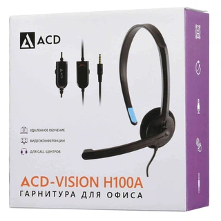 Купить Гарнитура ACD-Call H100A [ACD-H100A-AB1] черная, mini jack 3.5mm, 1х динамик 40мм, поворотный микрофон, управление на проводе, длина провода 1,6м (551929)