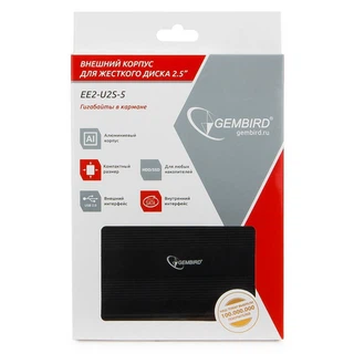 Купить Внешний корпус 2.5" Gembird EE2-U2S-5, черный, USB 2.0, SATA, металл {100} (205564)