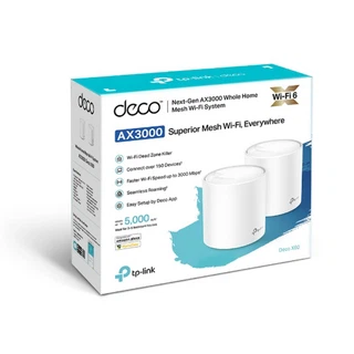 Купить Deco X60(2-pack) AX5400 Домашняя Mesh Wi-Fi система, Wi-Fi 6, 2402 Мбит/с (4 потока) на 5 ГГц и 574 Мбит/с (2 потока) на 2,4 ГГц, 2 гигабитных порта на каждом модуле, поддержка OFDMA, MU-MIMO, бесшовный роуминг 802.11k/v/r (085599)