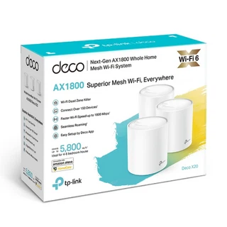 Купить Deco X20(3-pack) AX1800 Домашняя Mesh Wi-Fi система, поддержка стандартов 802.11ax/ac, 2 гигабитных порта, 2*600 Мбит/с на 5 ГГц+2*600 Мбит/с на 5 ГГц_Backhaul+574 Мбит/с на 2,4 ГГц, TP-Link Mesh {4} (086947)