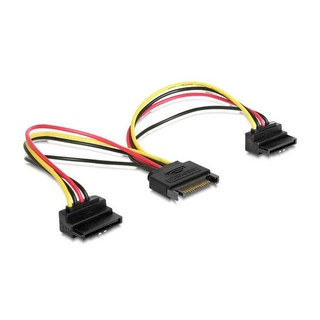 Кабель питания SATA Cablexpert CC-SATAM2F-02 15см, 15pin (M)/2x15pin(F) на 2 SATA устр, угл. разъем (086608)