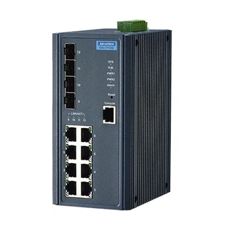 Управляемый коммутатор EKI-7712E-4F-AE Advantech Ethernet, 8 портов RJ-45, 4 порта Gigabit SFP, металлический корпус, IP30